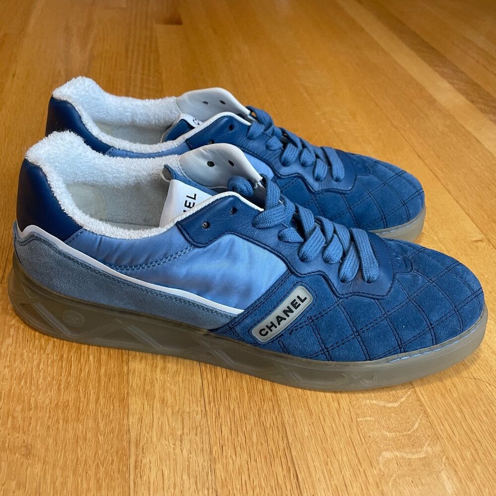 Chanel Blue Sneakers Size 38.5 NEW